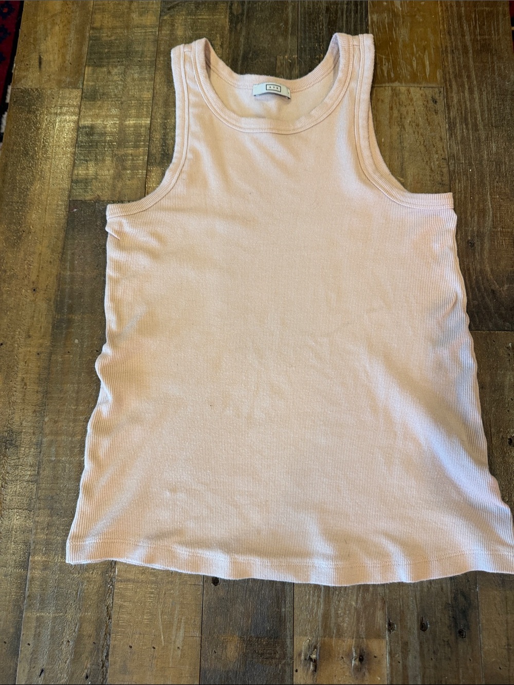AYR The Flex Sleeveless Ribbed Knit Tank Top Size Large in a peachy pink